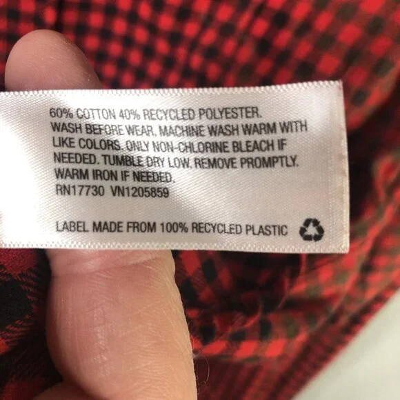 Timber June Shirt Large Red Check Flannel Evil Eye Sequin Back Boho Graphic - Picture 7 of 16